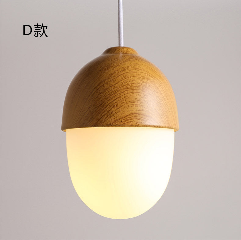 Moderne Pendelleuchte in Nussform – Dekorative Hängelampe mit Glas & Holzoptik