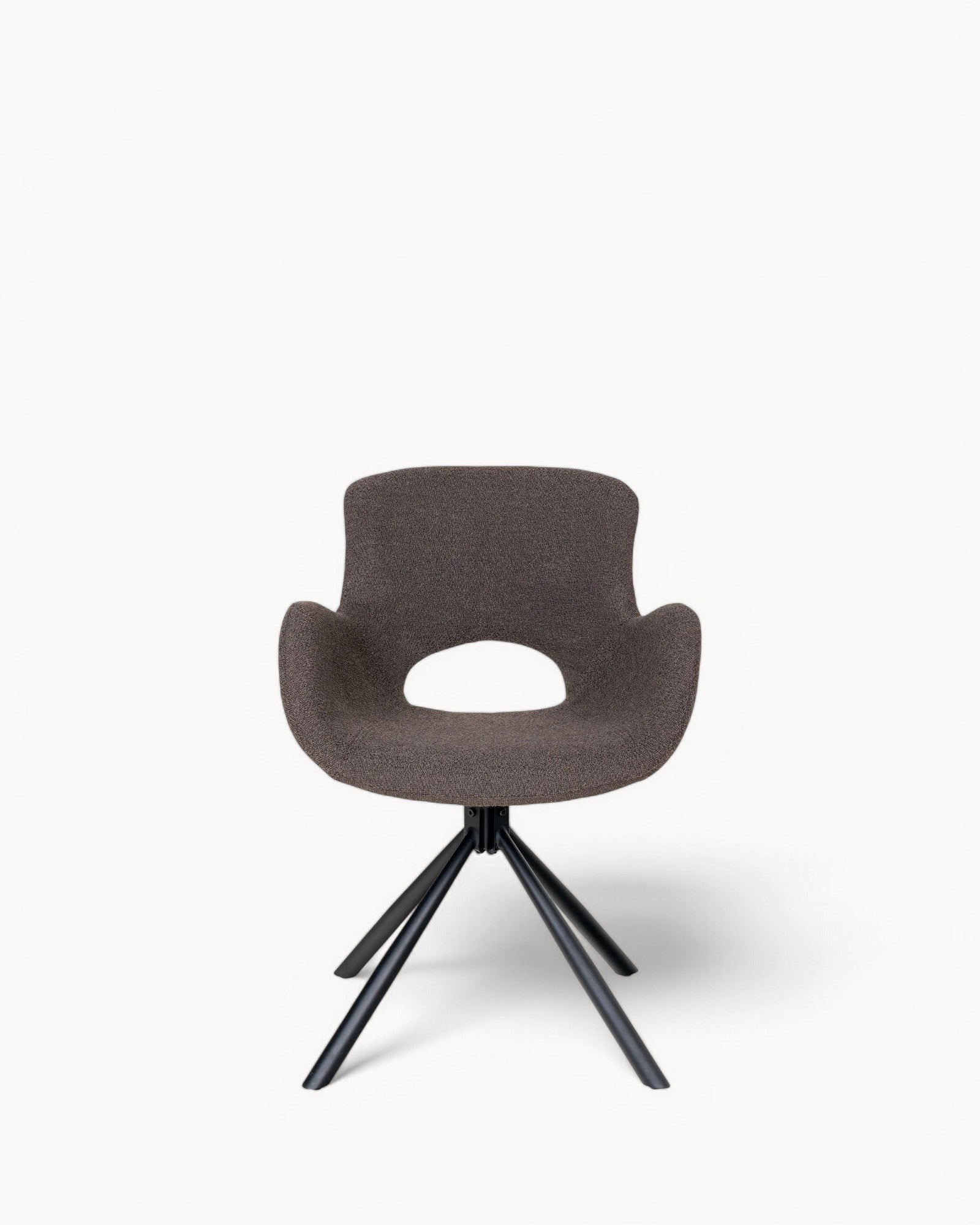 Amorim Esszimmerstuhl – Bouclé-Pilz mit Drehgelenk – 2er-Set in Schwarz/Dunkelbraun