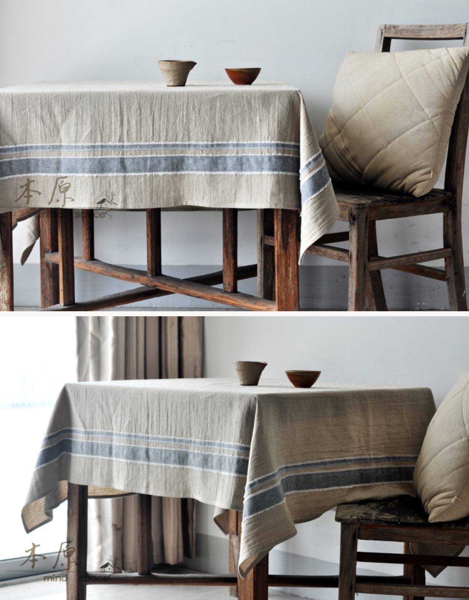 Tischdecke aus Ramie-Baumwoll-Mix mit natürlicher Struktur