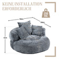 Runder Lazy Sofa Lounger in Grau – Komfortabler Chenille Sitzsack mit Kissen