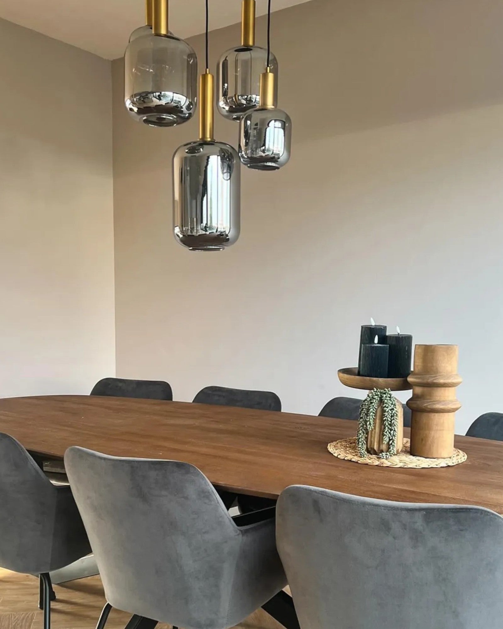 Nordic Pendelleuchte – Moderne Glas Hängelampe 5-flammig Schwarz