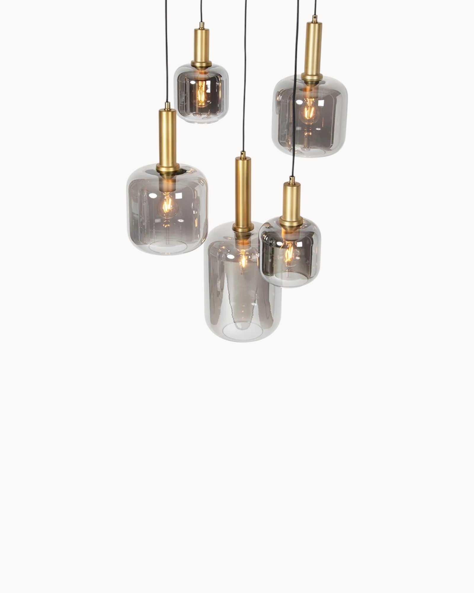 Nordic Pendelleuchte – Moderne Glas Hängelampe 5-flammig Schwarz