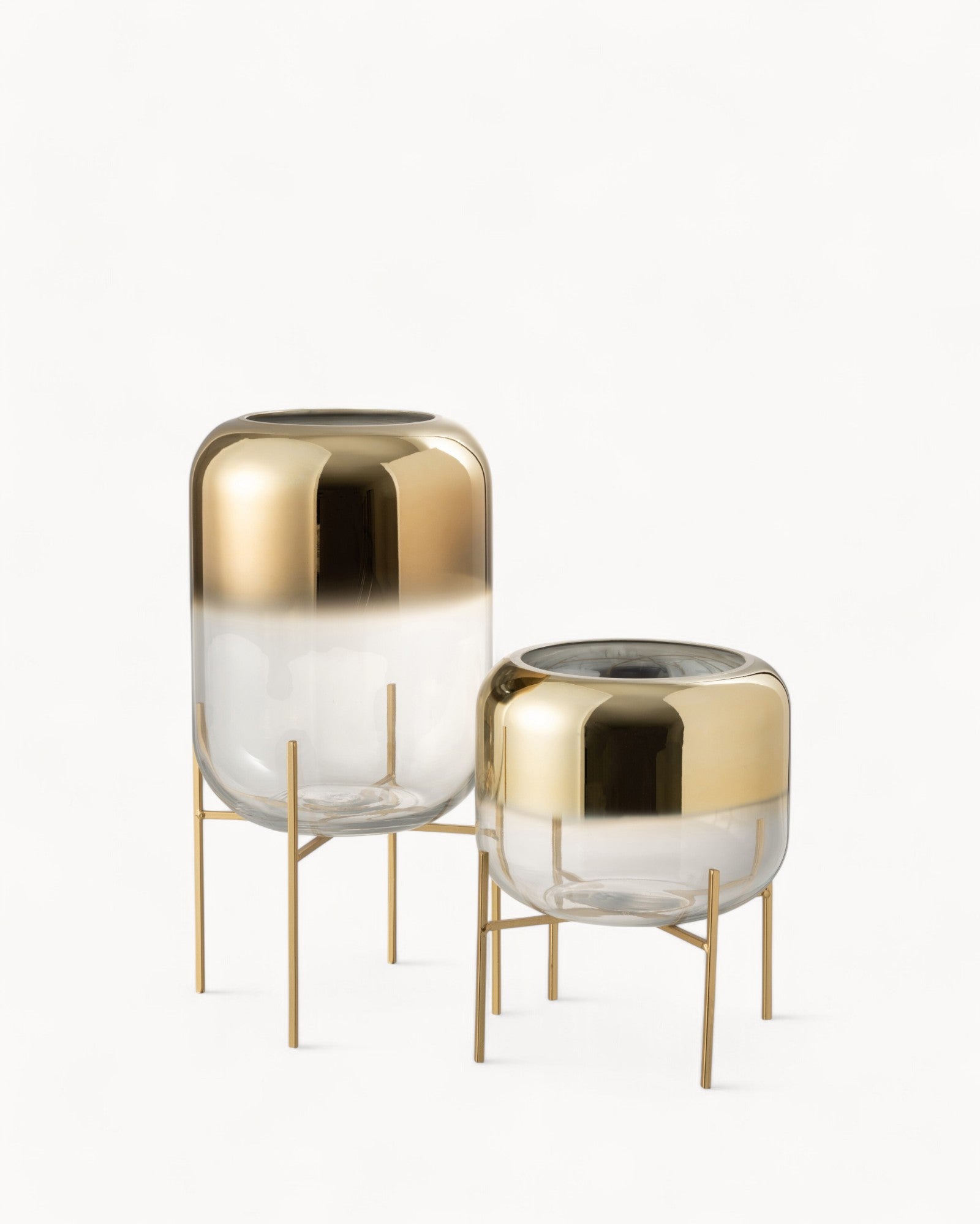 J-Line Vase Oceanne – Glas – Gold/Transparent – Groß