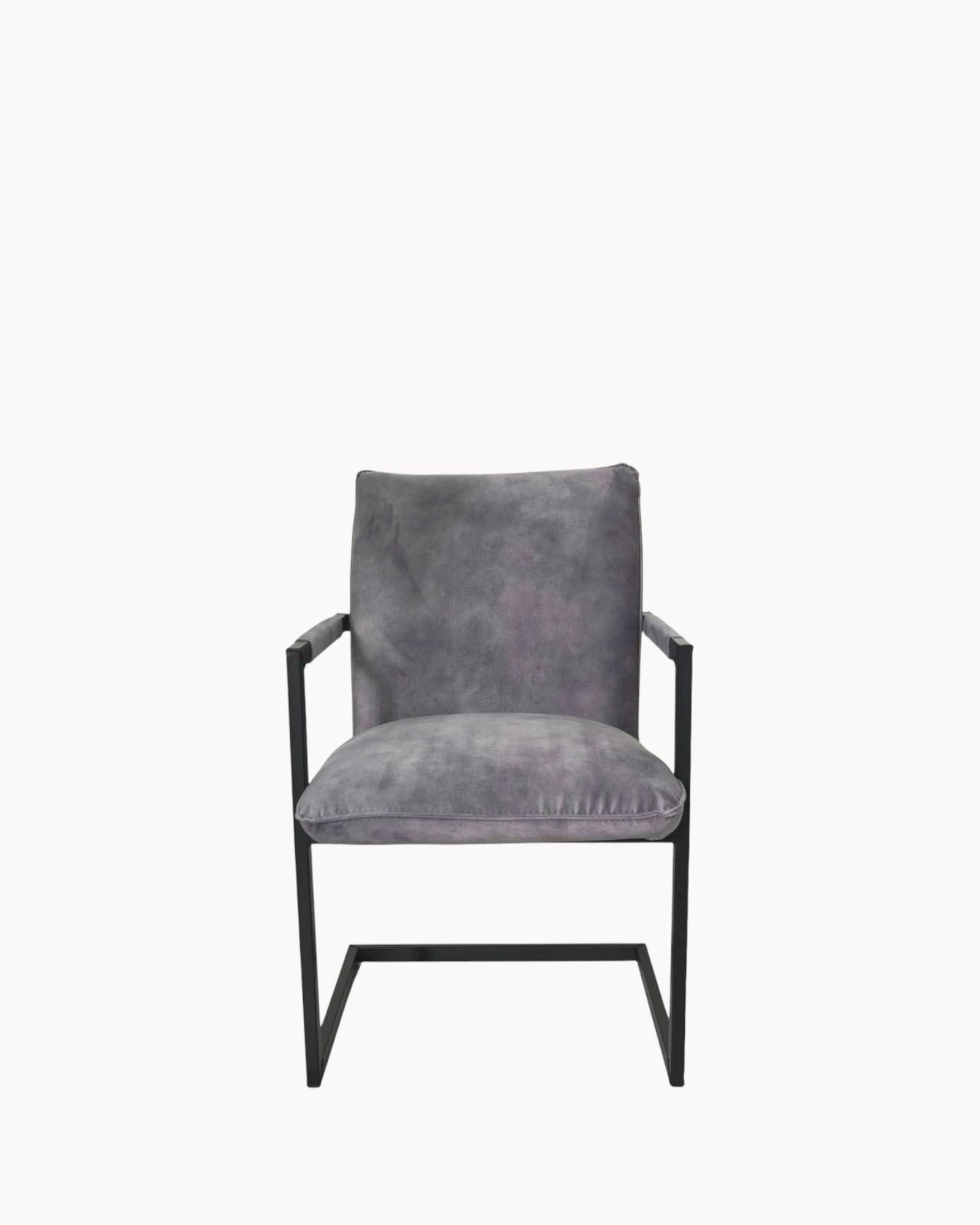 HSM Collection – Esszimmerstuhl Boston 2er Set – Grau – Stoff/Metall