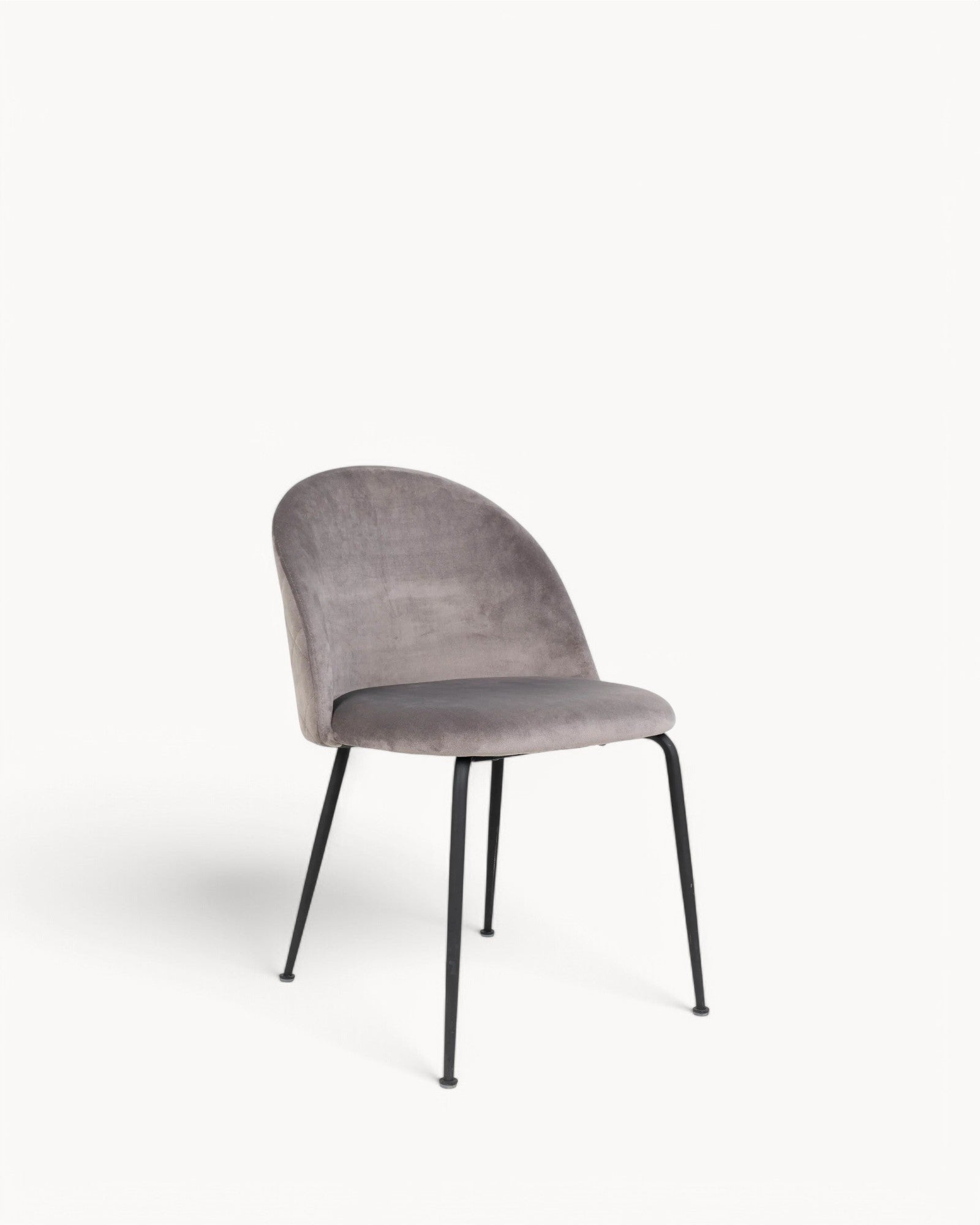 Geneve – Esszimmerstuhl – Grau Samt mit schwarzen Metallbeinen