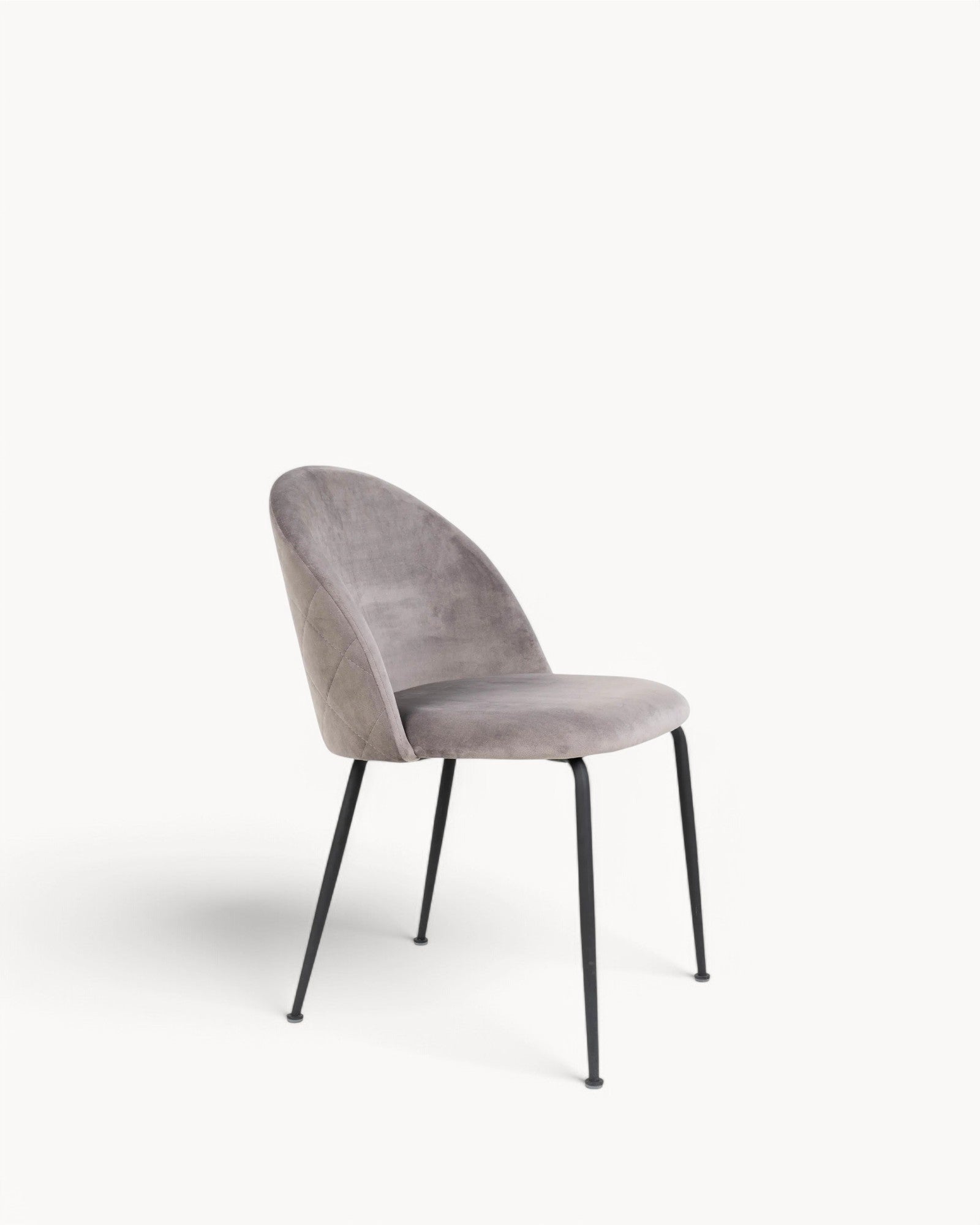 Geneve – Esszimmerstuhl – Grau Samt mit schwarzen Metallbeinen