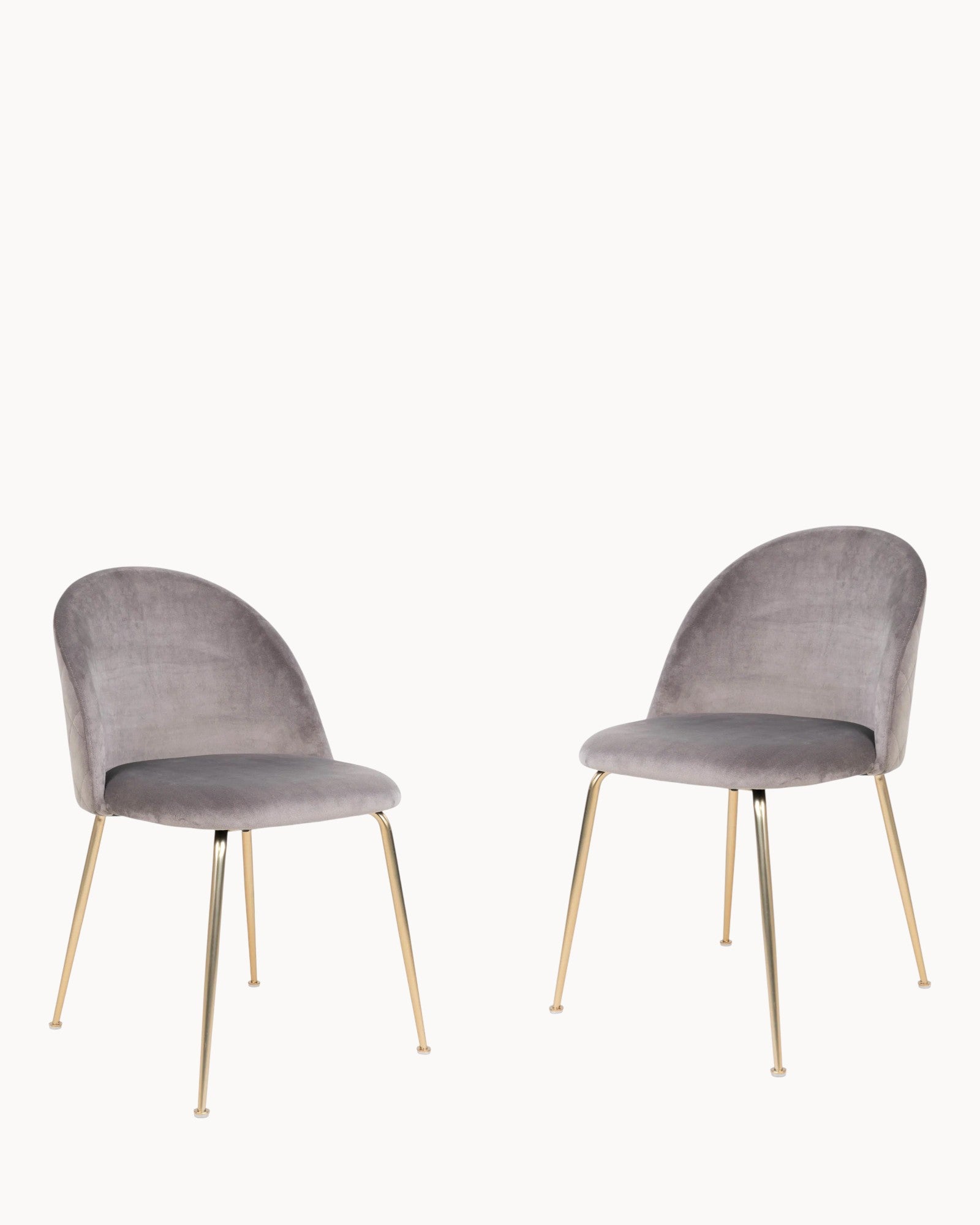 Geneve Esszimmerstuhl – Grau Samt, Messing-Look Beine (2er-Set)