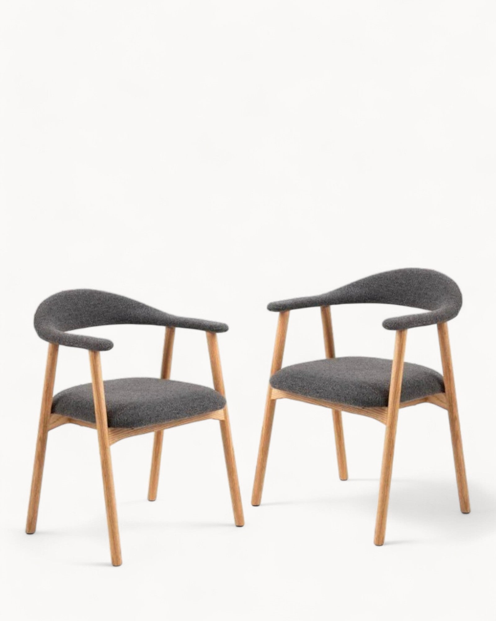 HSM Collection – Esszimmerstuhl grau mit Stoffpolsterung, 2er-Set