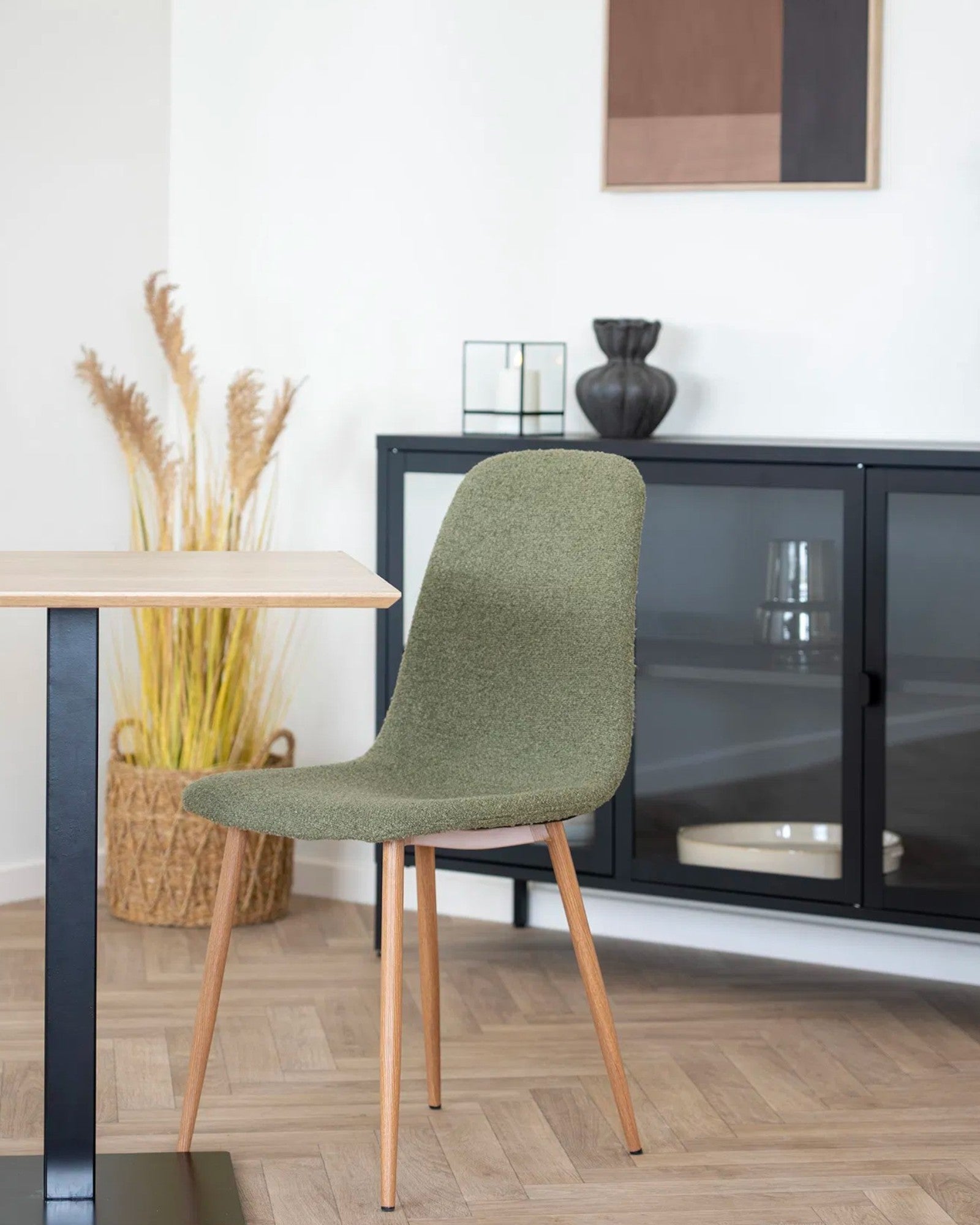 Stockholm Esszimmerstuhl – Dunkelgrün, Stahlgestell, Polstersitz