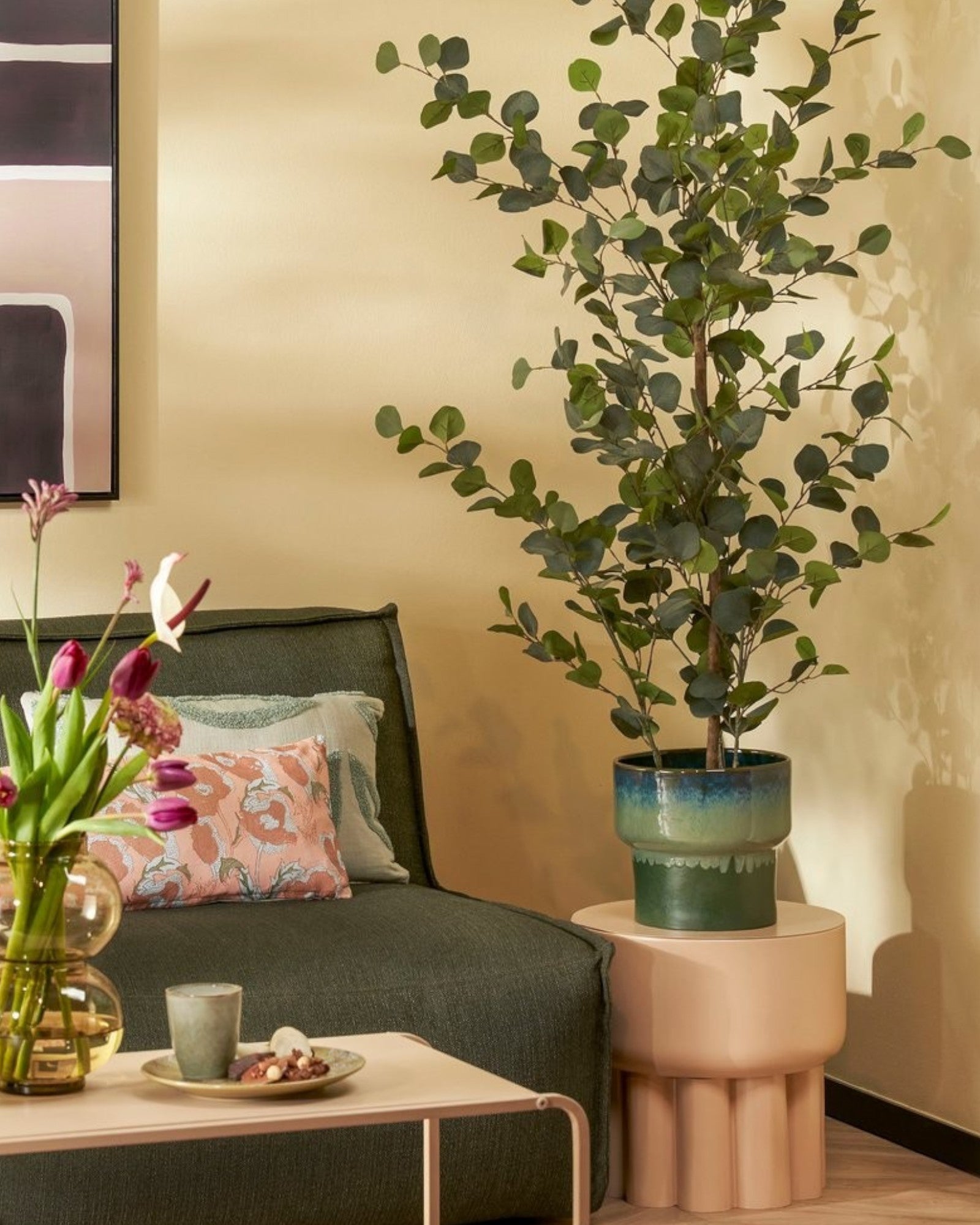 Mica Decorations – Künstliche Eukalyptuspflanze im Topf – Grün – H150 x Ø30 cm