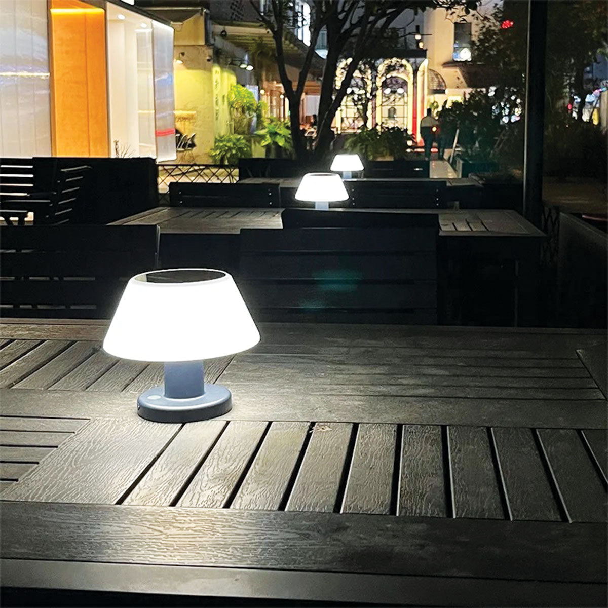 Solar Tischlampe | LED, Solarbetrieben, IP65 Wasserdicht | 20 Lumen, 4 Helligkeitsstufen, 6-8 Stunden Batterielaufzeit