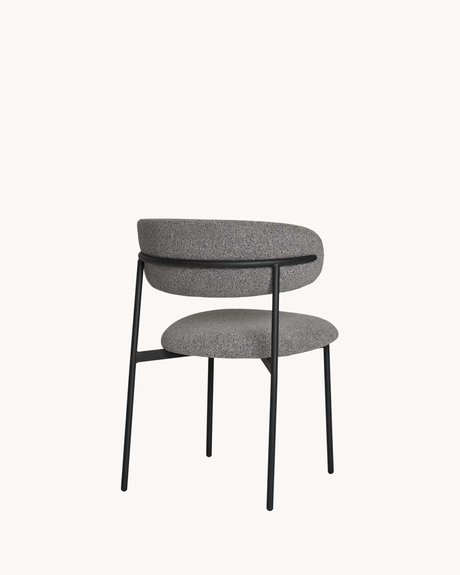 Mira Esszimmerstuhl Set – Bouclé Hellgrau, Schwarze Beine, 79,5 cm