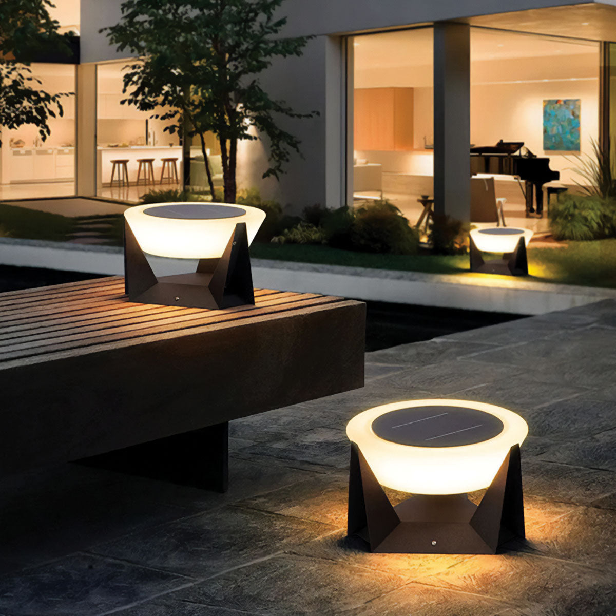 Zeitgenössische Solar-Stehlampe | Inklusive LED-Lampen, IP65 Edelstahl, verstellbar, C3008-E