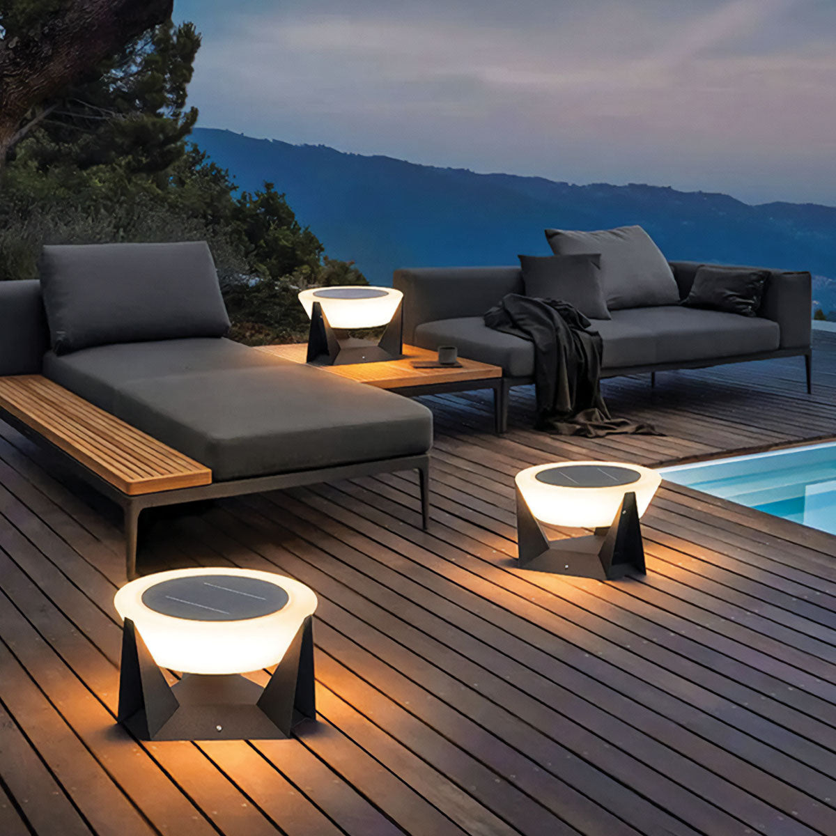 Zeitgenössische Solar-Stehlampe | Inklusive LED-Lampen, IP65 Edelstahl, verstellbar, C3008-E