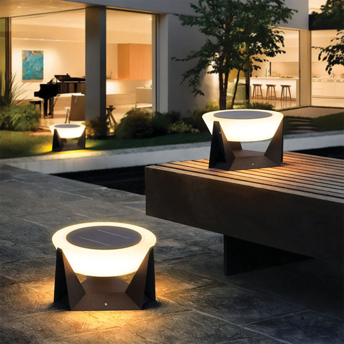 Zeitgenössische Solar-Stehlampe | Inklusive LED-Lampen, IP65 Edelstahl, verstellbar, C3008-E
