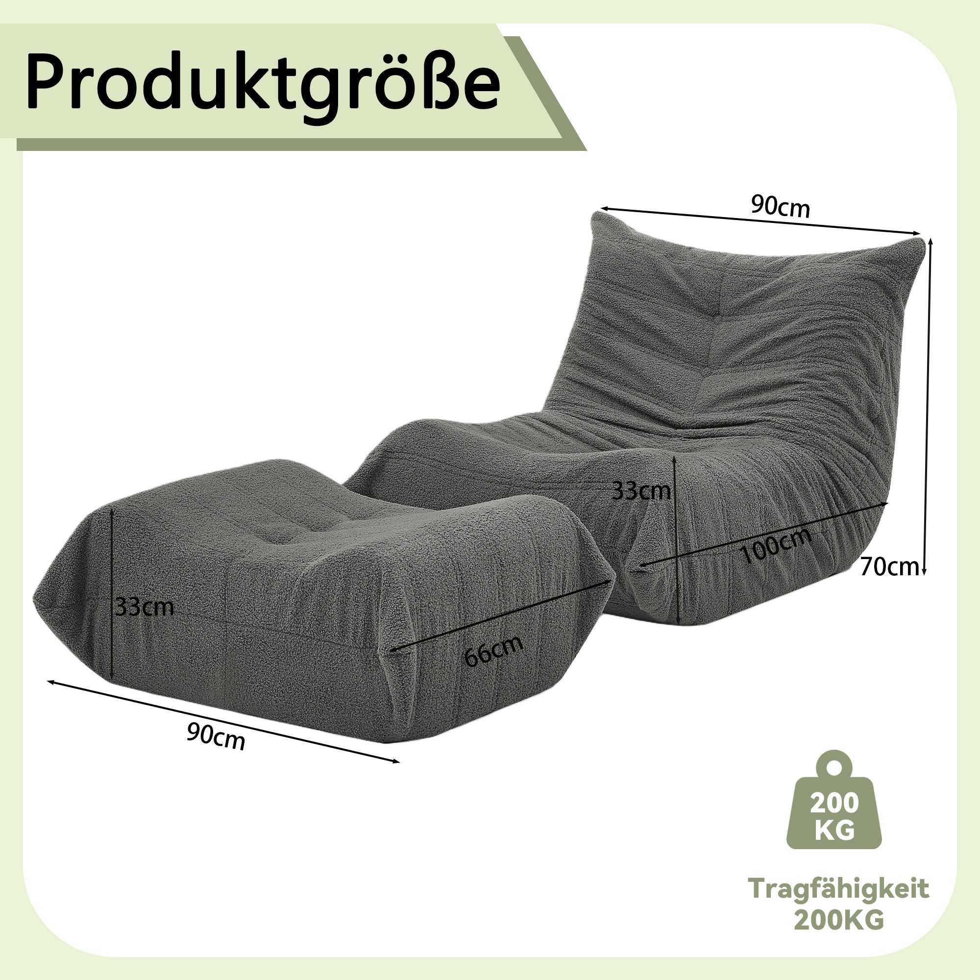 Lazy Sofa Bodenstuhl mit Rückenlehne und Fußhocker