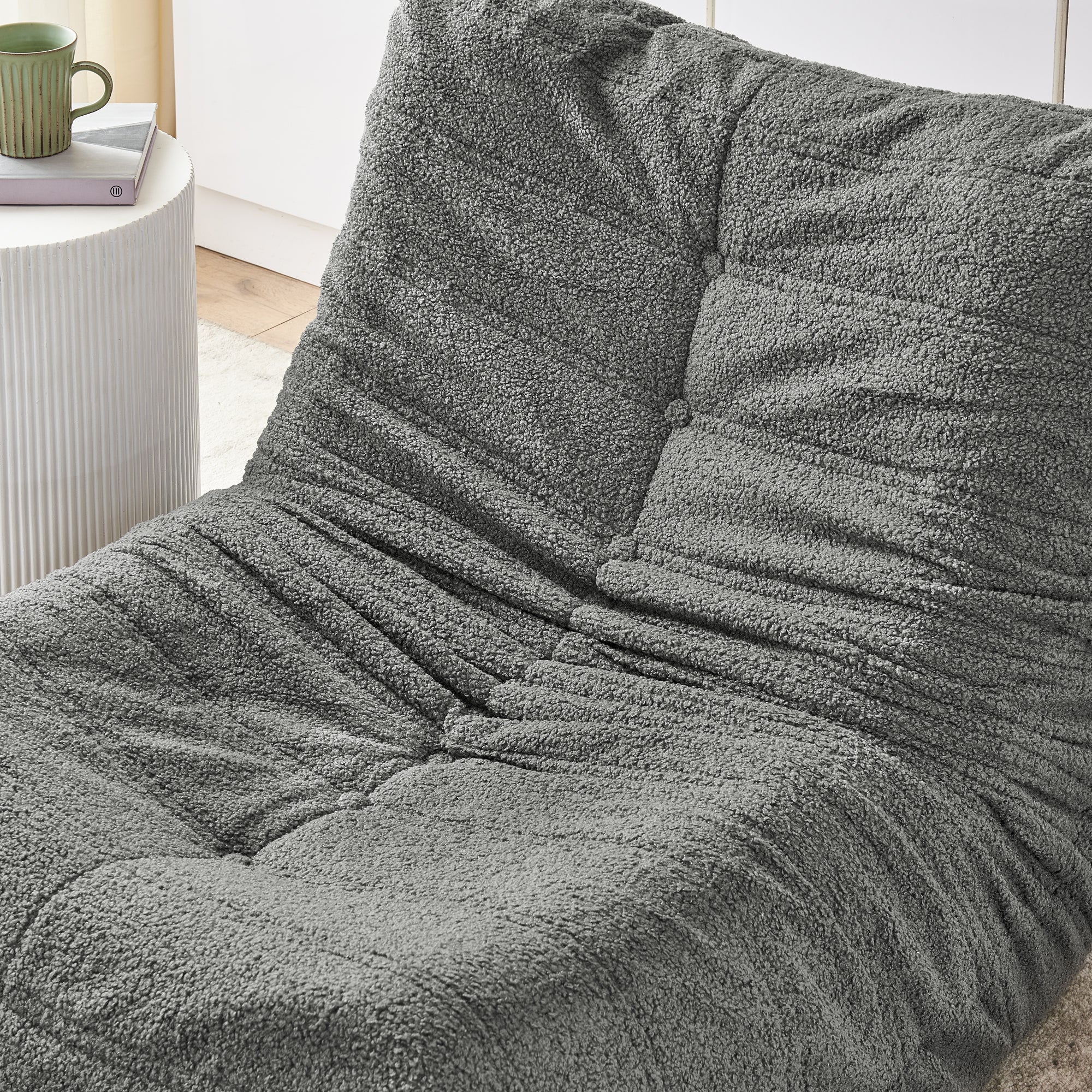 Lazy Sofa Bodenstuhl mit Rückenlehne und Fußhocker