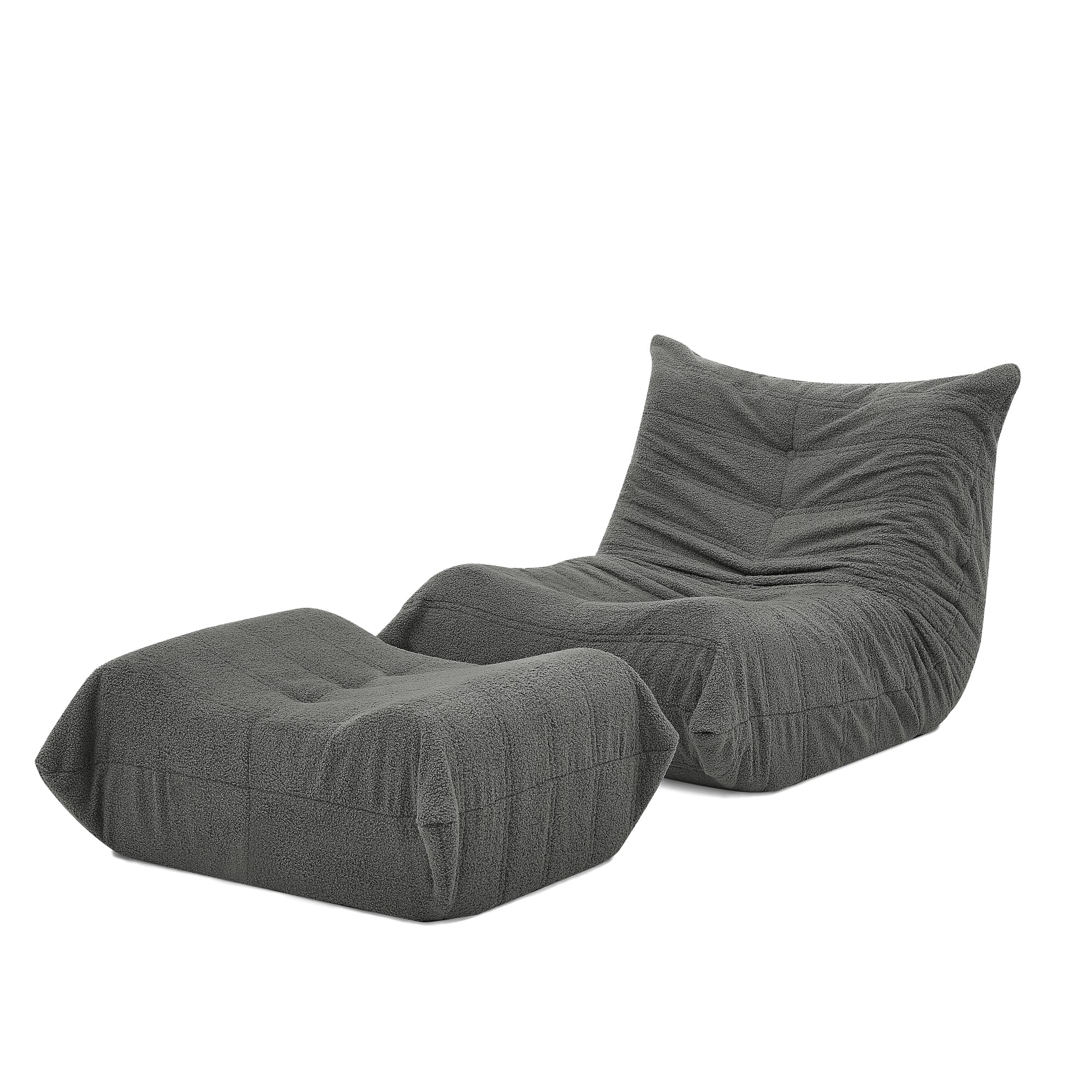 Lazy Sofa Bodenstuhl mit Rückenlehne und Fußhocker