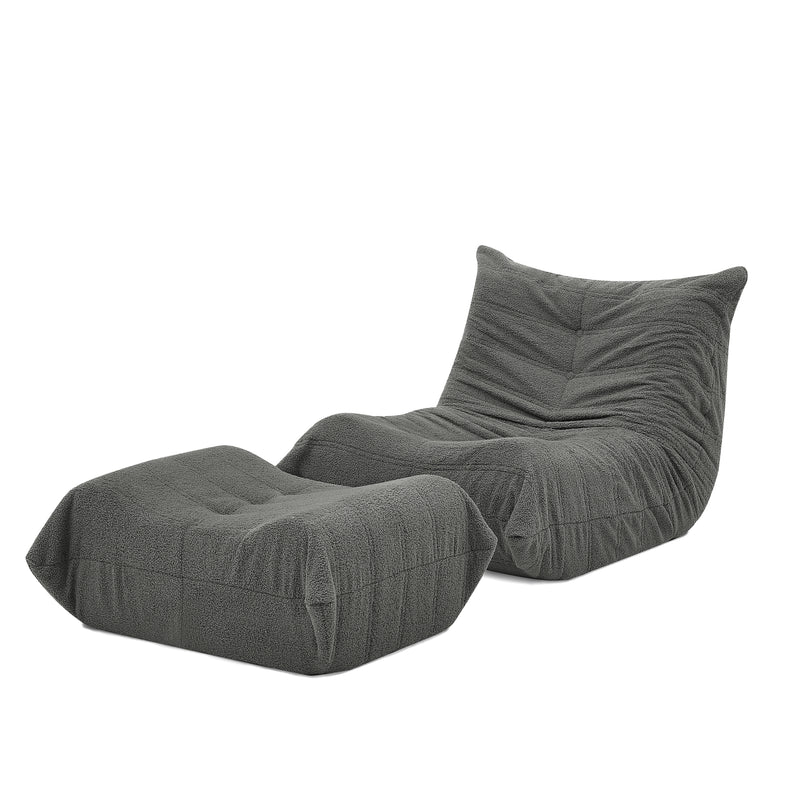 Lazy Sofa Bodenstuhl mit Rückenlehne und Fußhocker