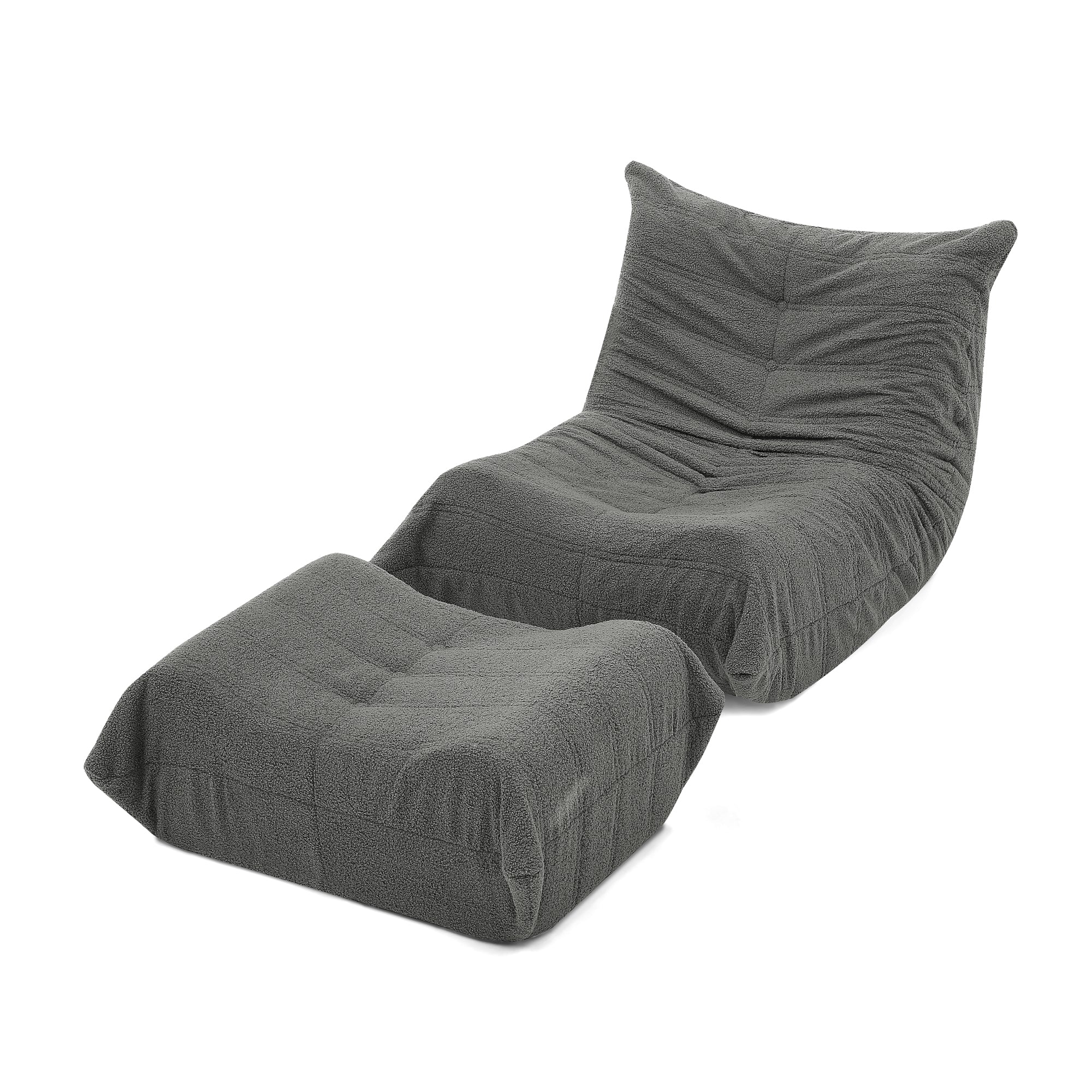 Lazy Sofa Bodenstuhl mit Rückenlehne und Fußhocker