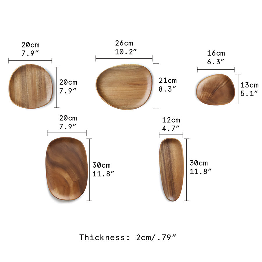 Tablett-Set aus Nussbaum und Akazie