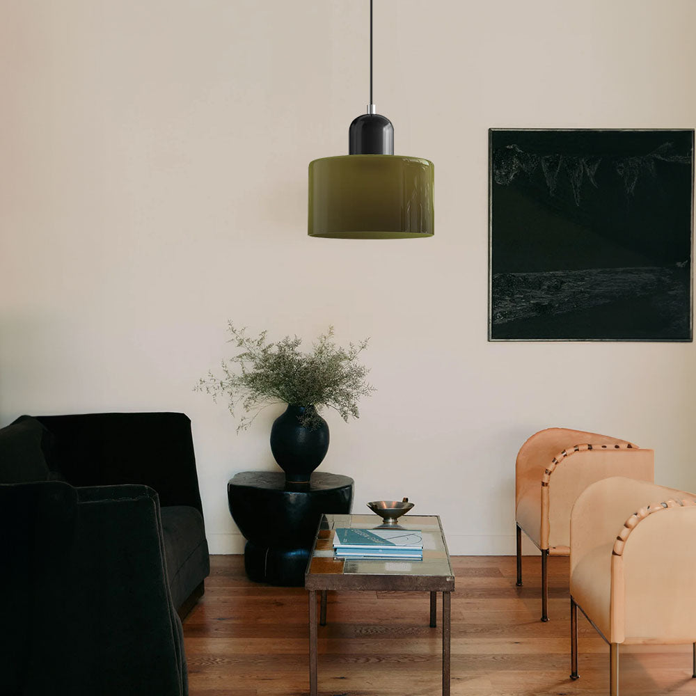 Kleine Glas-Pendelleuchte - LED, Glas/Metall, Max 12W, Druckknopfschalter, E27, CE/UL zertifiziert, moderne Eleganz