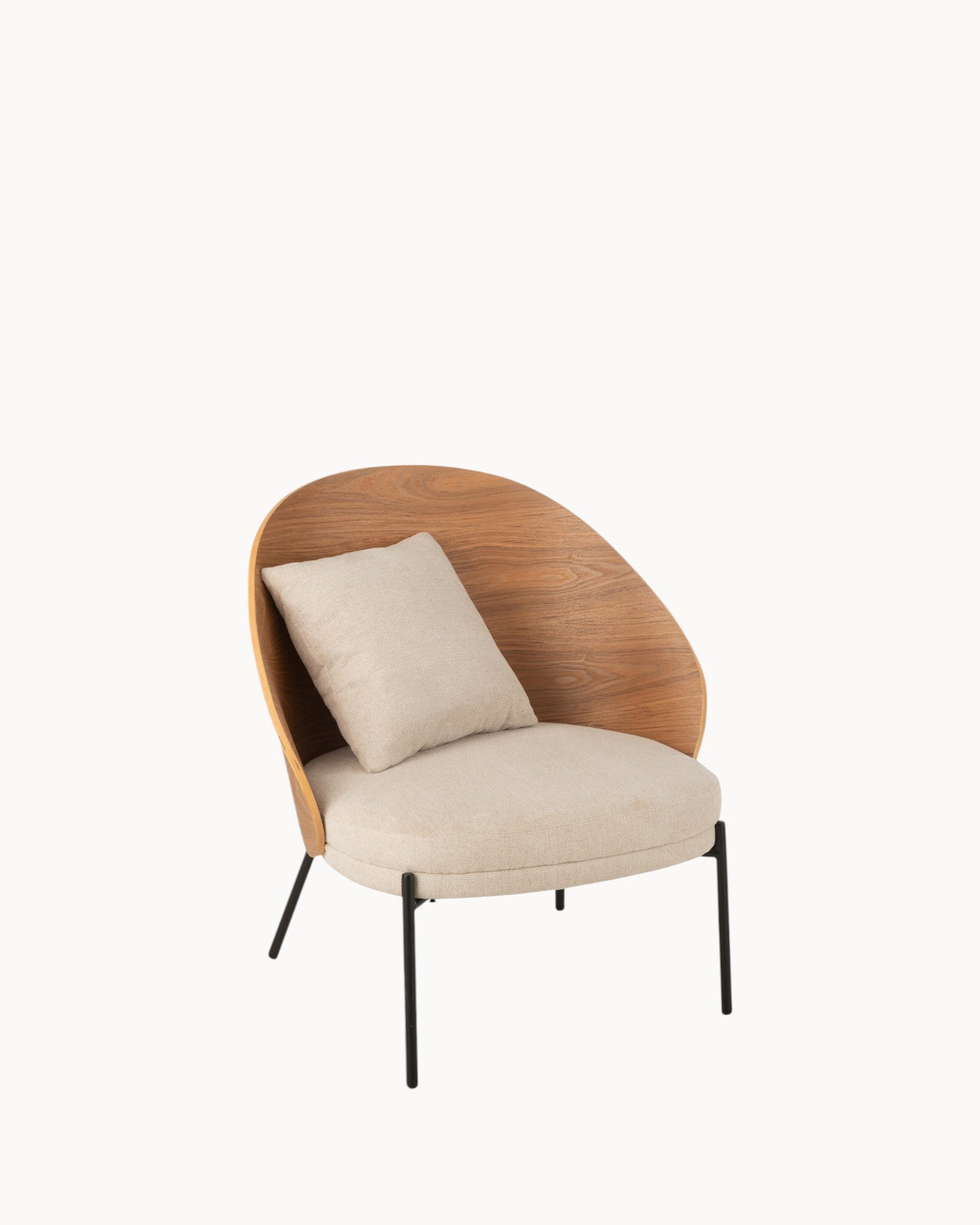 Lone Comfort Lounge-Sessel – Holz & Metall – 77x72x82 cm – Beige/Natur