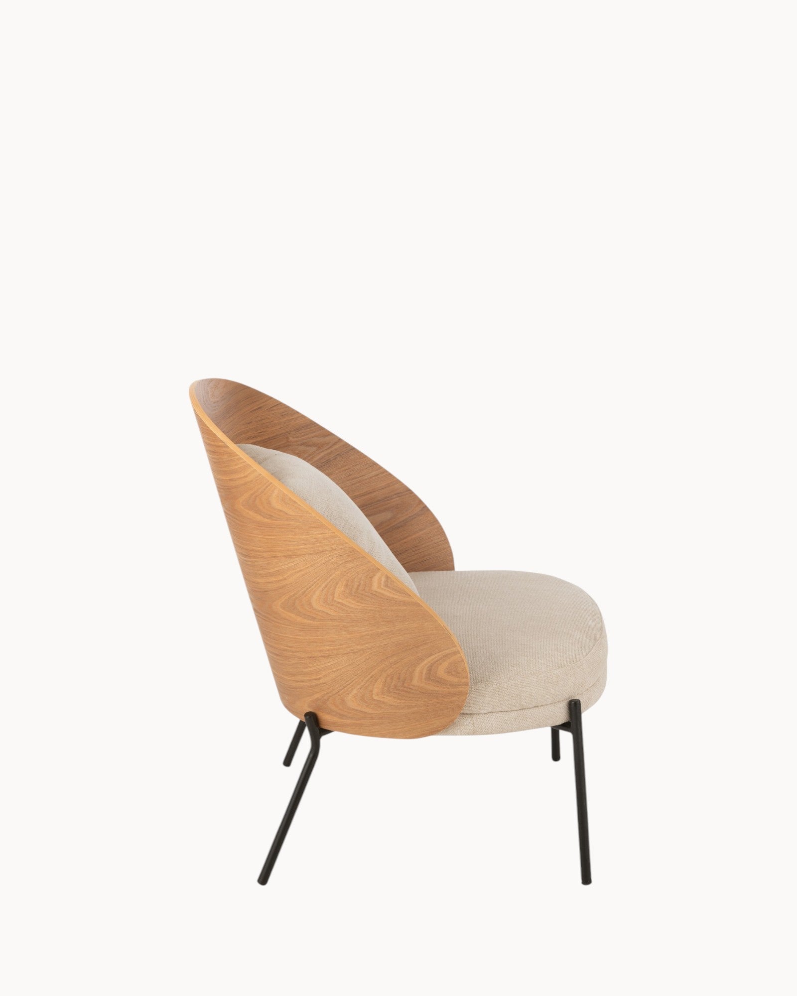 Lone Comfort Lounge-Sessel – Holz & Metall – 77x72x82 cm – Beige/Natur