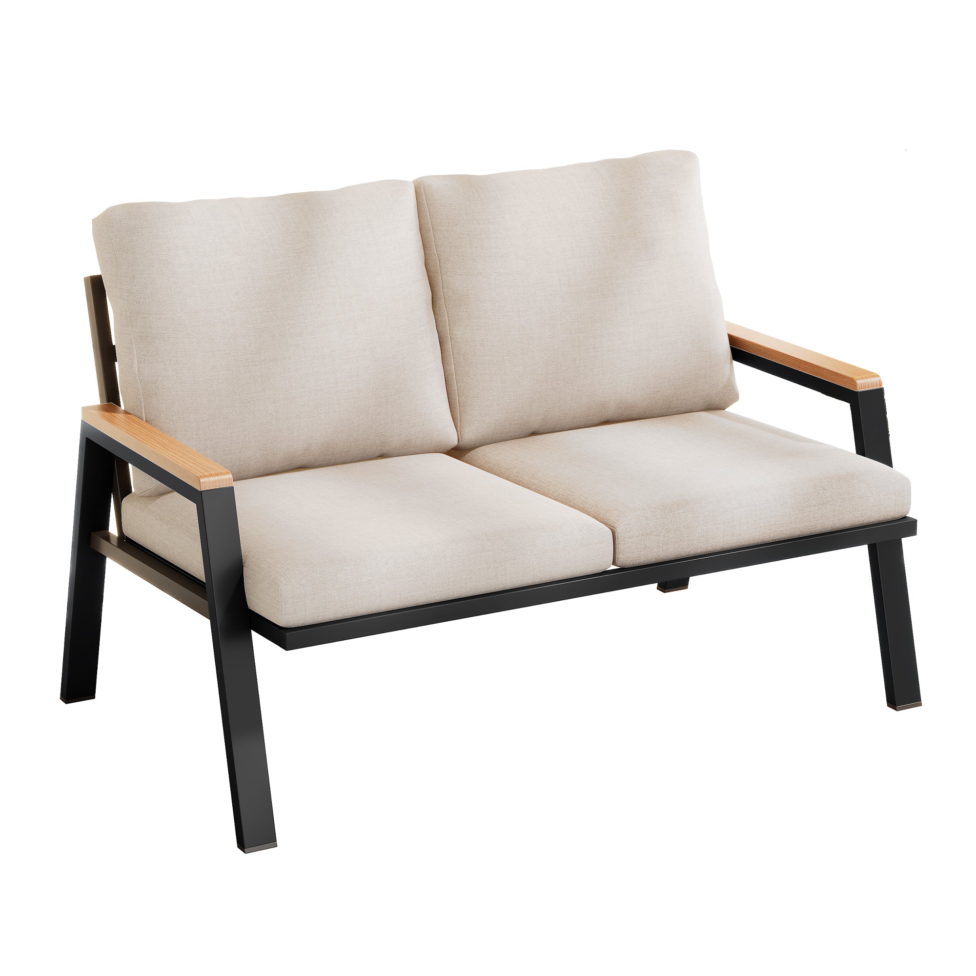 Outdoor 2-Sitzer Sofa – Gartenbank im Industrial Design mit Stahlrahmen und Komfortpolster