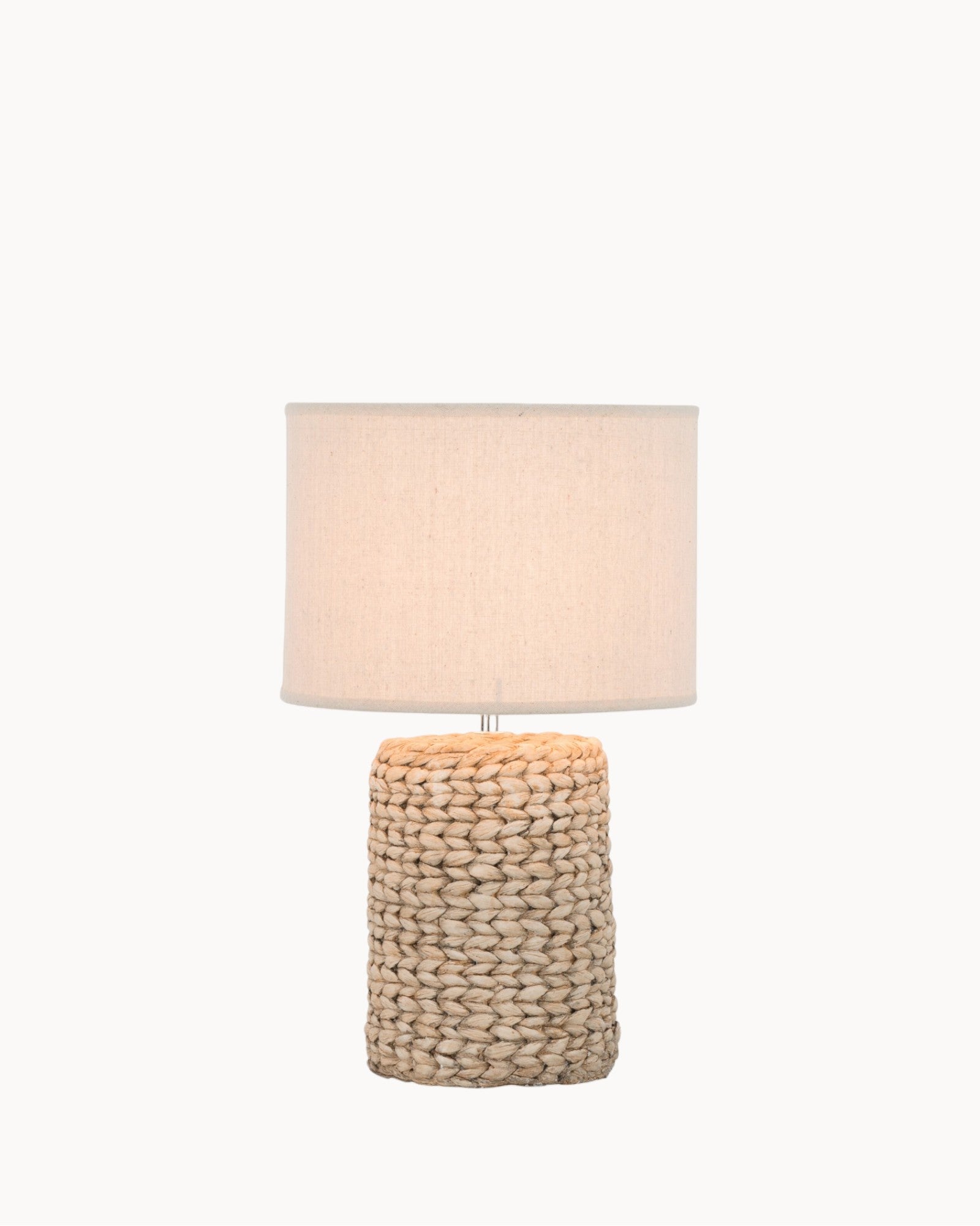 J-Line Lampenbasis - Dicke Beton mit Natur Baumwollgeflecht Lampenschirm - 47 cm x 28 cm