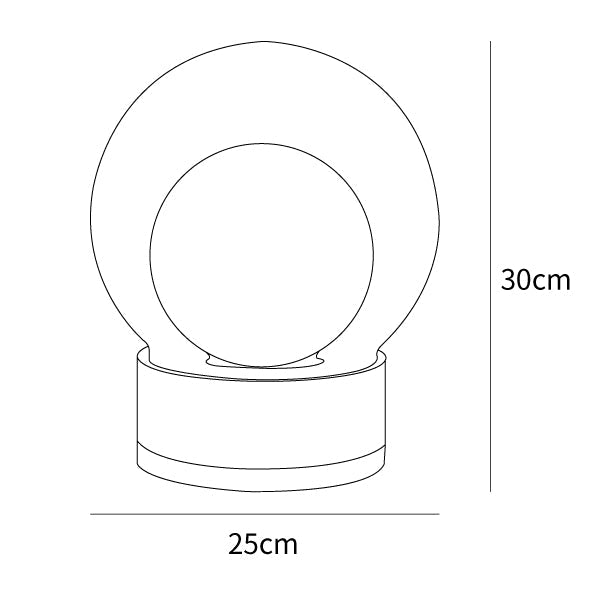 Moderne Tischleuchte - Metallfuß, LED, Glasschirm