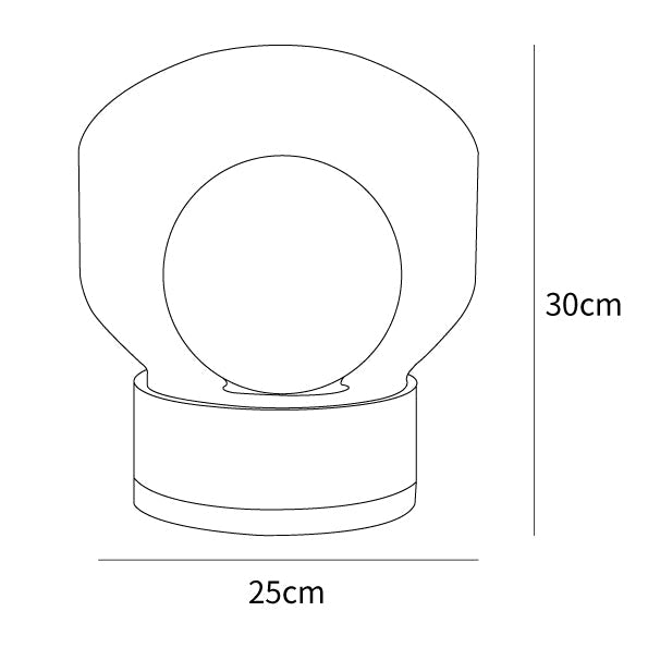 Moderne Tischleuchte - Metallfuß, LED, Glasschirm