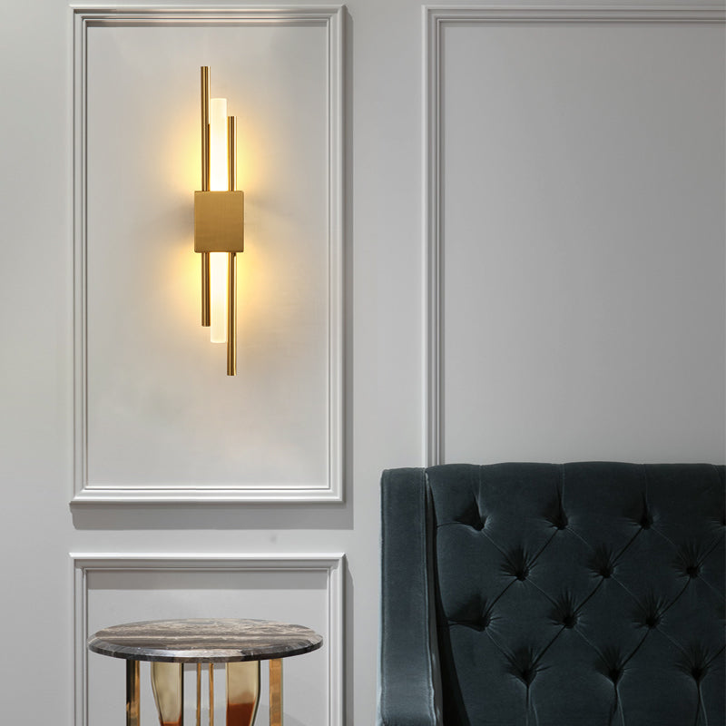 Metall Wandleuchte, schlankes Design, verstellbarer Arm, 2x3W LED, Schwarz/Gold