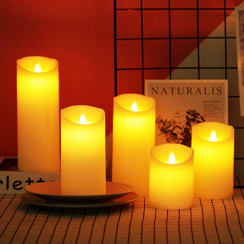 Flammenlose LED Block-Kerzen – Batteriebetrieben, Sicher & Dekorativ, Flackernde Kerzenimitation – Perfekt für Wohnzimmer, Küche & Schlafzimmer
