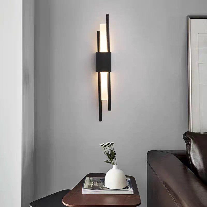Metall Wandleuchte, schlankes Design, verstellbarer Arm, 2x3W LED, Schwarz/Gold