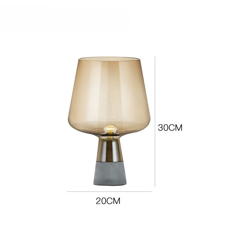 Moderne minimalistische Rauchglas Tischlampe mit Betonbasis
