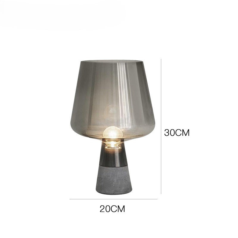 Moderne minimalistische Rauchglas Tischlampe mit Betonbasis