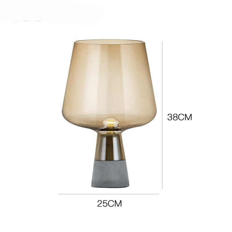 Moderne minimalistische Rauchglas Tischlampe mit Betonbasis