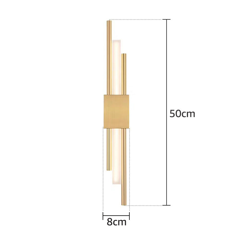 Metall Wandleuchte, schlankes Design, verstellbarer Arm, 2x3W LED, Schwarz/Gold