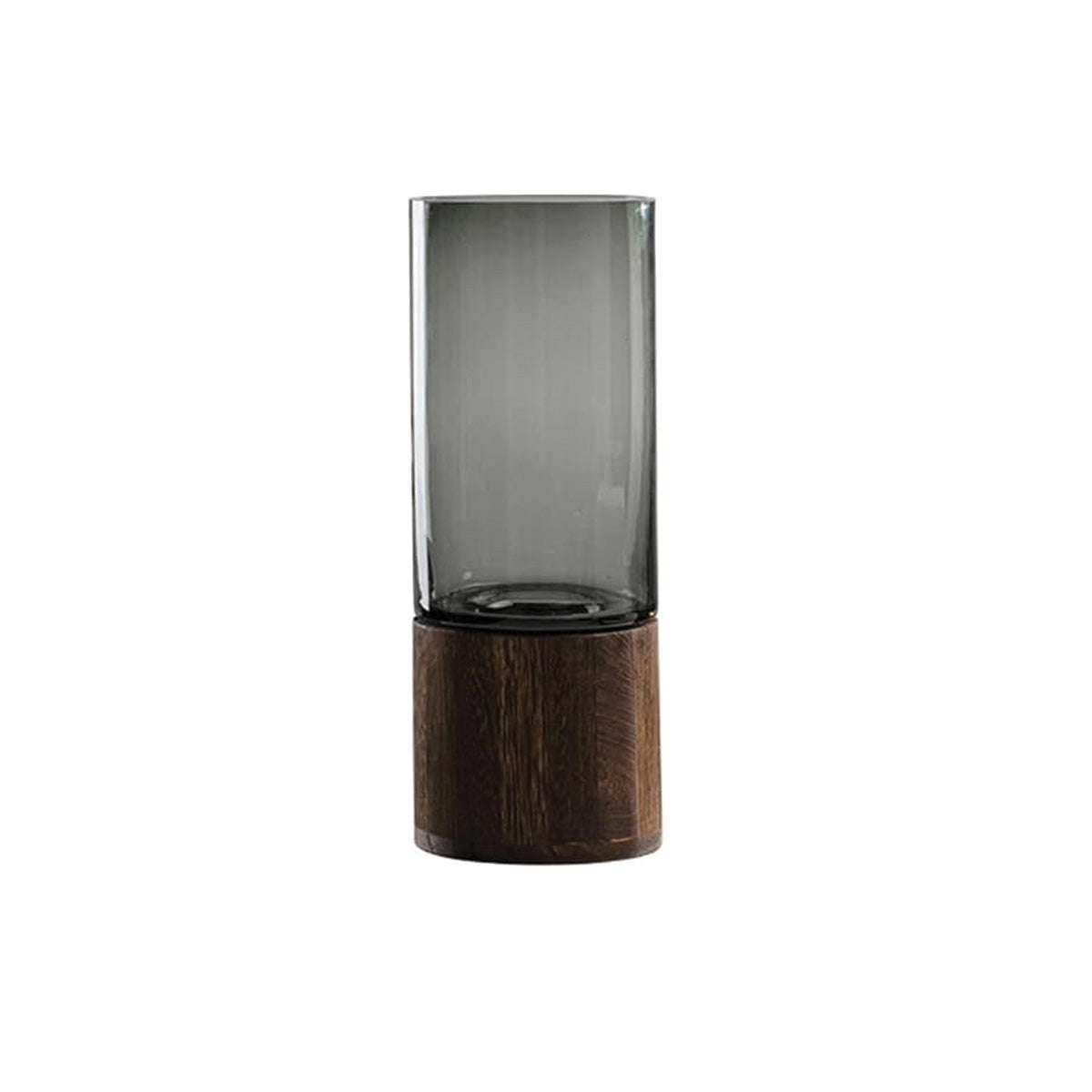 Blumenvase aus Glas und Holz