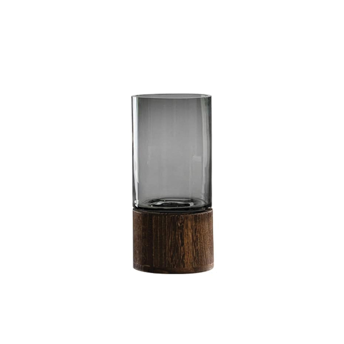 Blumenvase aus Glas und Holz