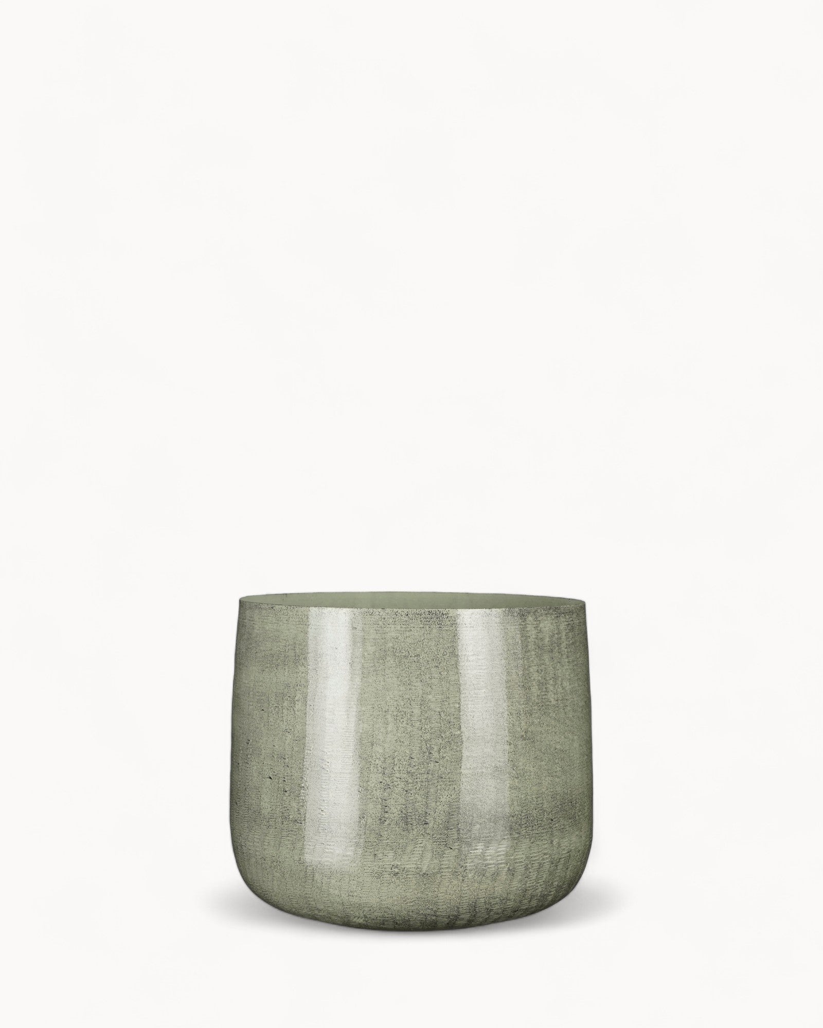 Mica Decorations – Benson Blumentopf – Hellgrau Metall – Ø32 x H27 cm