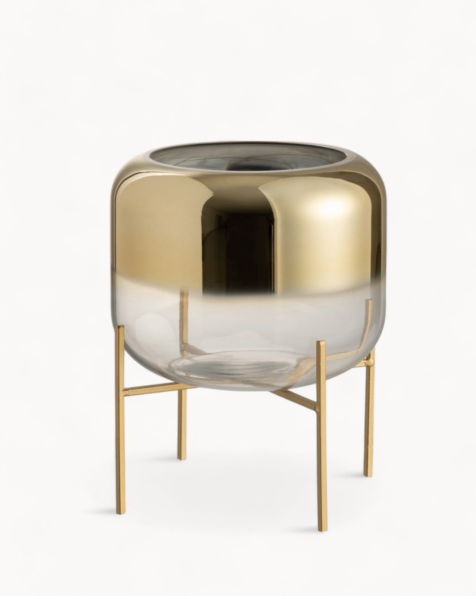 J-Line Vase Oceanne – Glas – Gold/Transparent – Klein