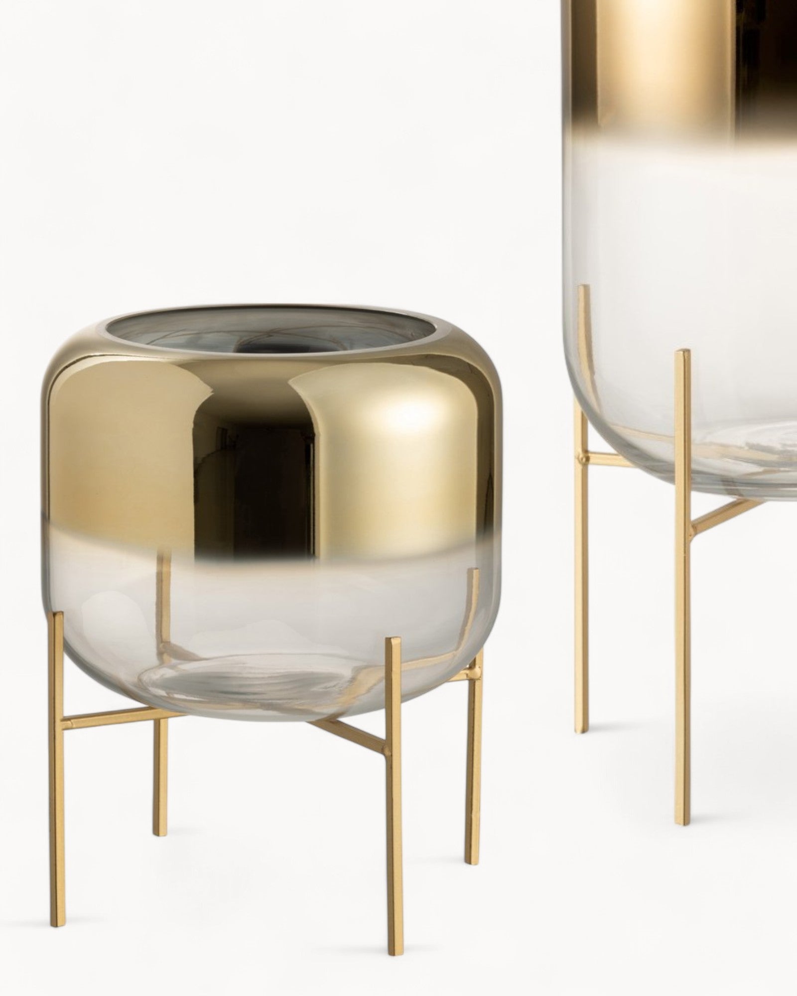 J-Line Vase Oceanne – Glas – Gold/Transparent – Klein