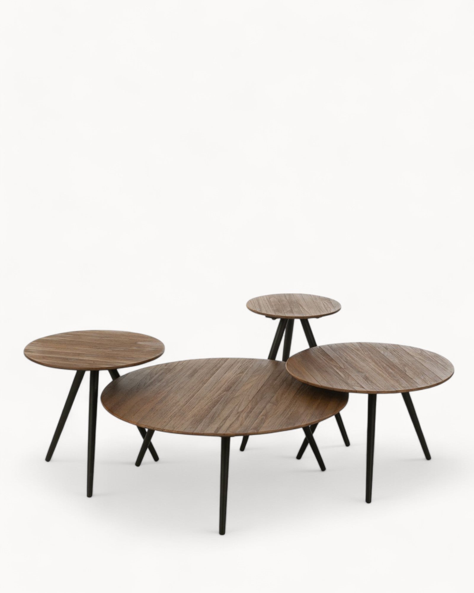 J-Line Tisch rund – Recyceltes Teakholz – Braun – 30 cm