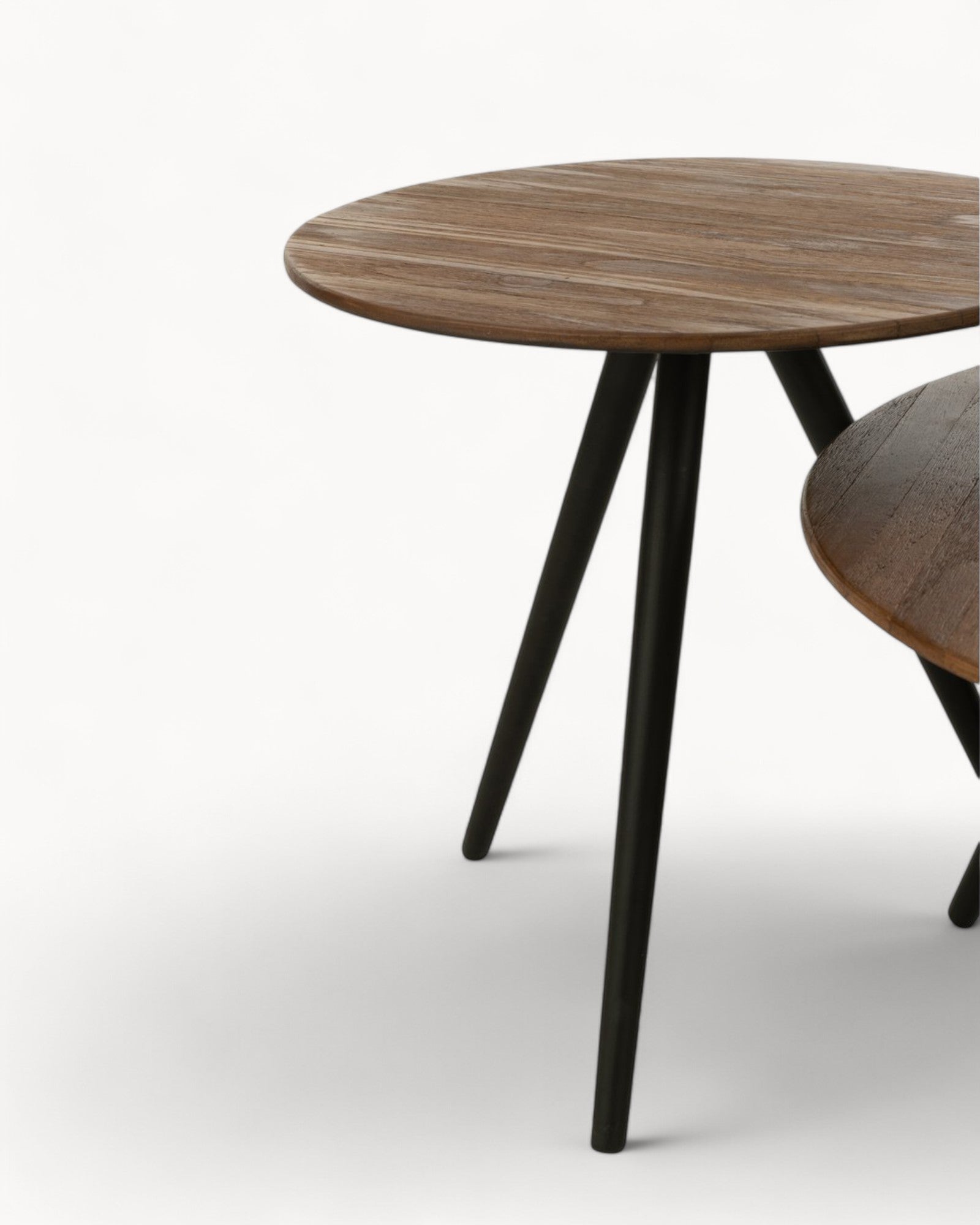 J-Line Tisch rund – Recyceltes Teakholz – Braun – 30 cm