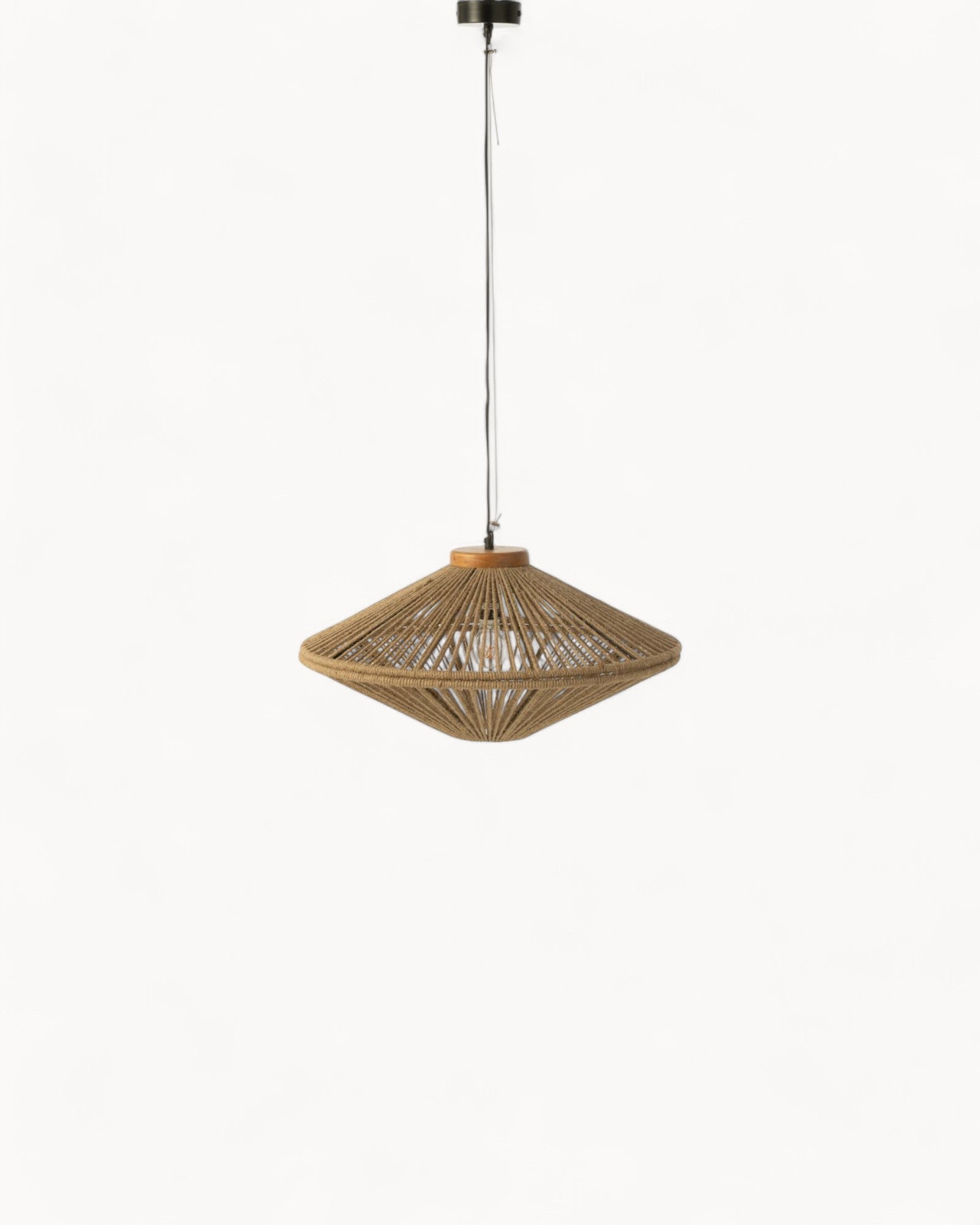 J-Line Hängelampe Ovni - Metall/Jute Natur - Klein, Braune Pendelleuchte
