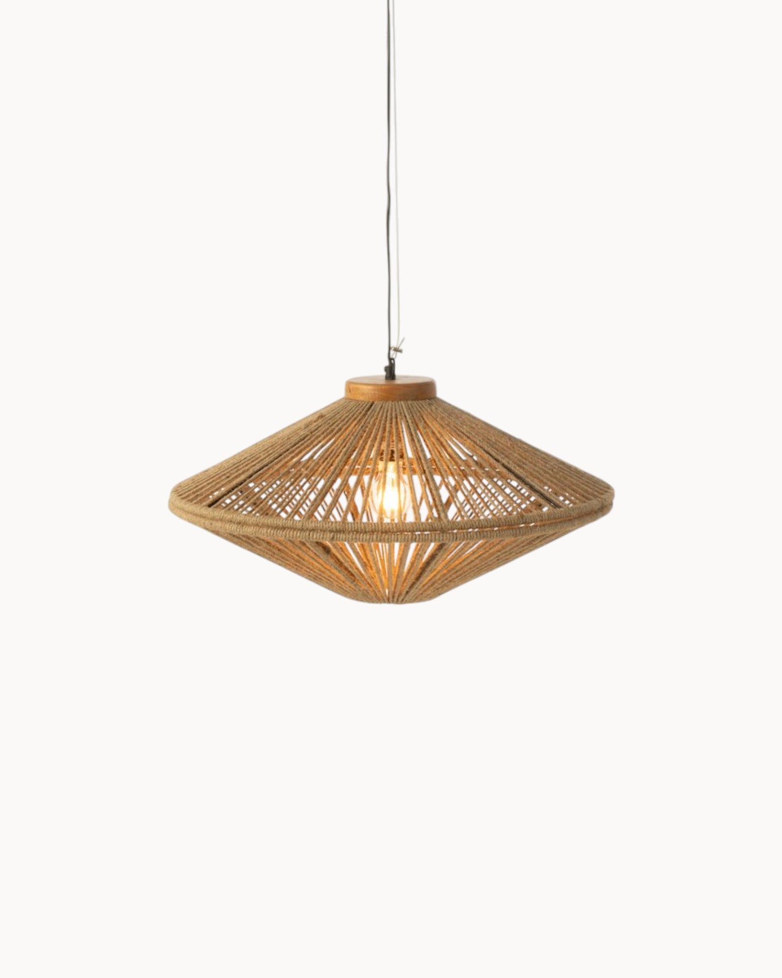 J-Line Hängelampe Ovni - Metall/Jute Natur - Klein, Braune Pendelleuchte