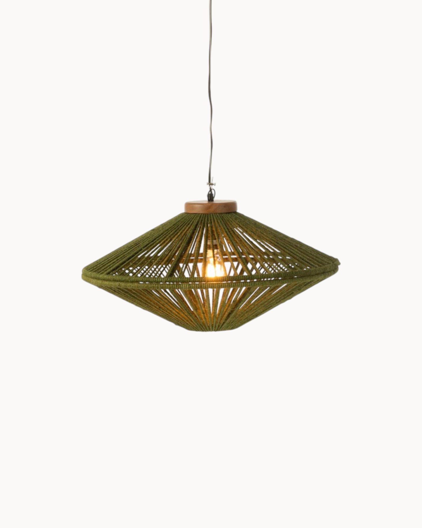 J-Line Hängelampe Ovni – Grünes Metall/Jute – Kleine Größe