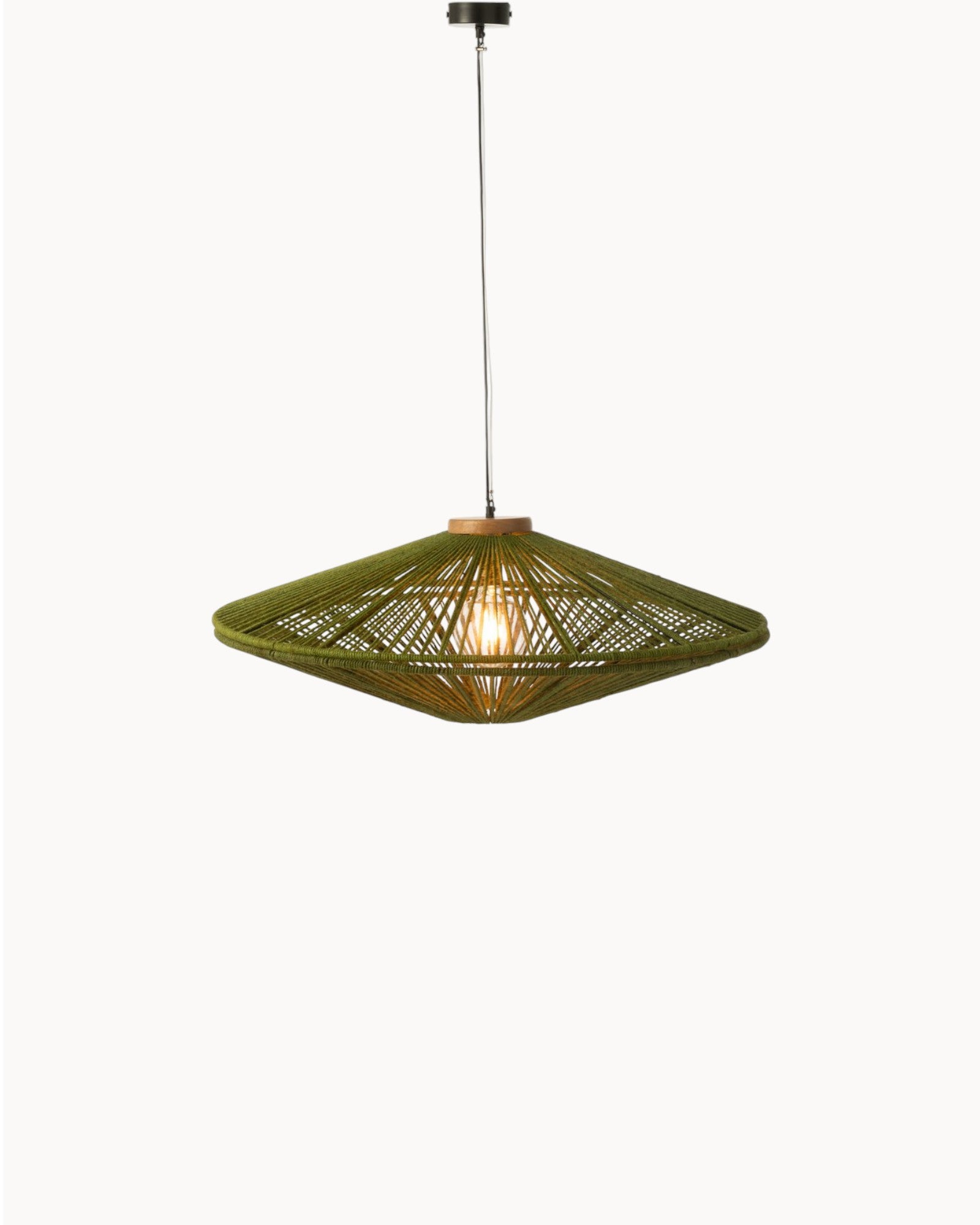 J-Line Hängelampe Ovni Grün - Große Pendelleuchte aus Metall und Jute